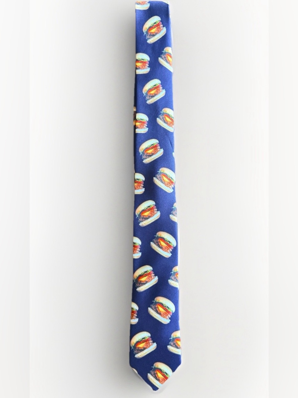 Novelty Burger Print Skinny Tie